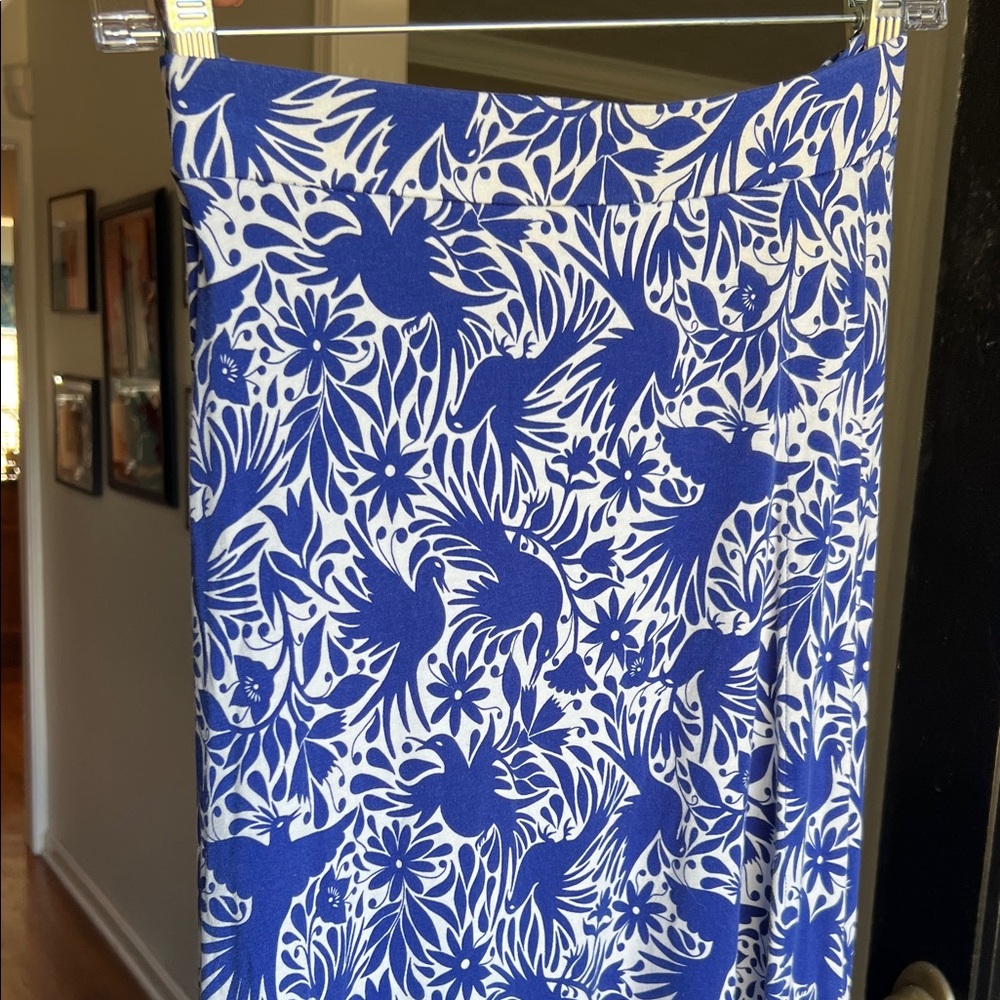 Boden Blue and White Bird Print Wrap Skirt 18